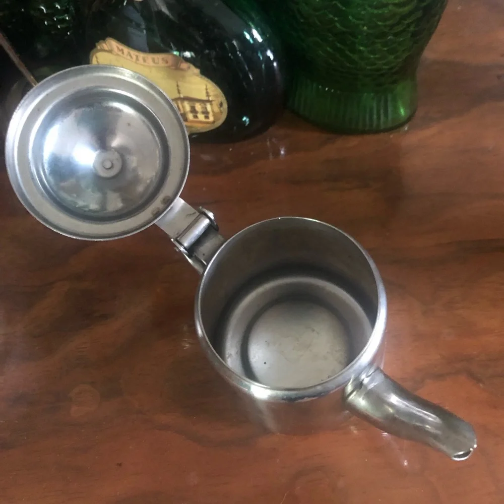 Small Vintage Stainless Steel Coffee or Tea Pot